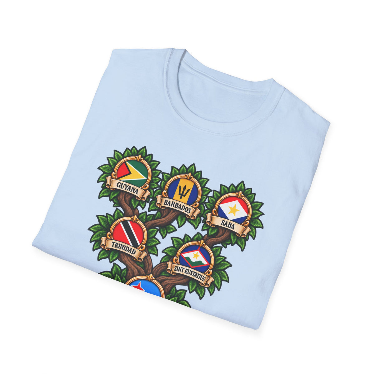 Personalized Family Roots T-Shirt — Custom Ancestry Tree With Flags