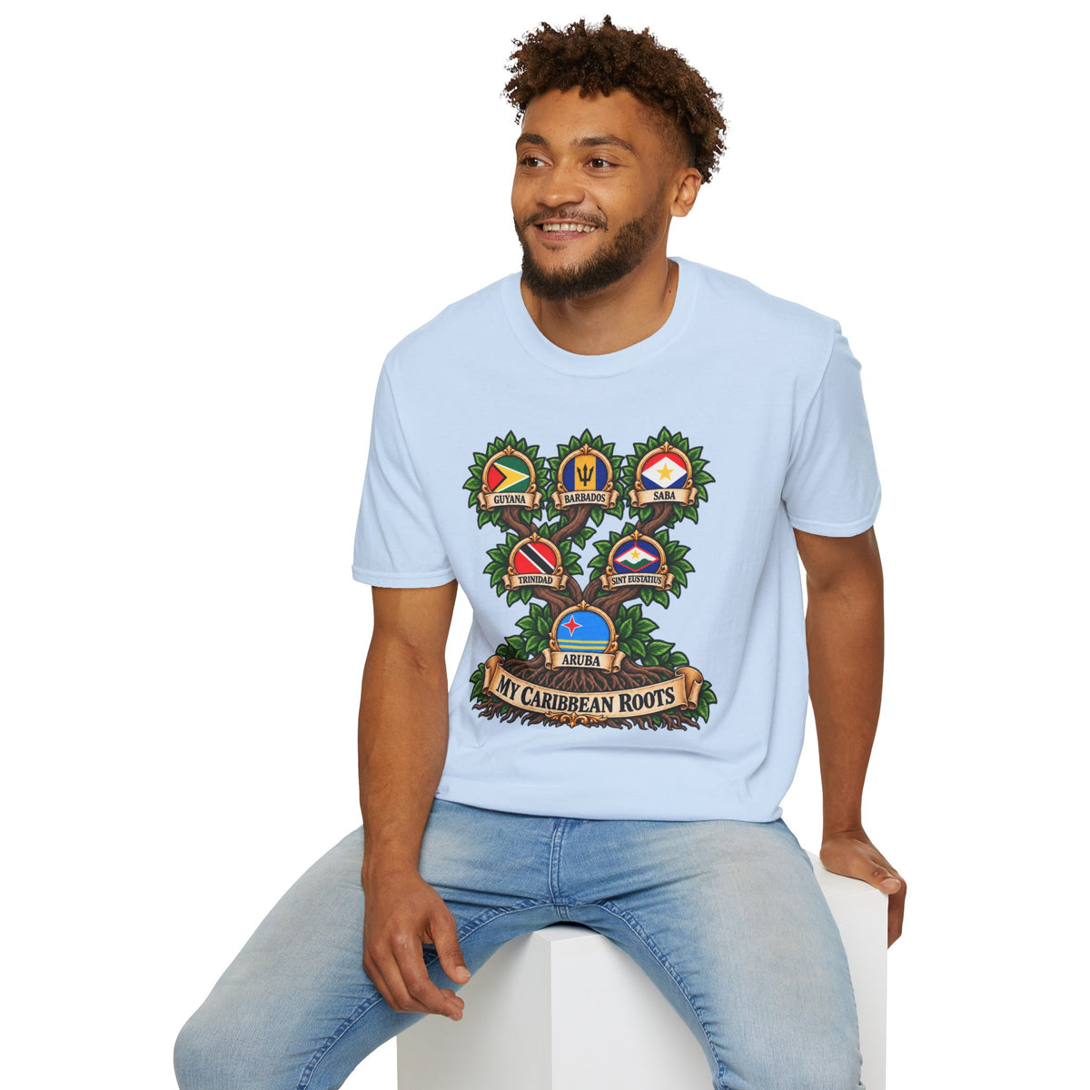 Personalized Family Roots T-Shirt — Custom Ancestry Tree With Flags
