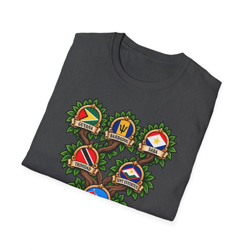Personalized Family Roots T-Shirt — Custom Ancestry Tree With Flags
