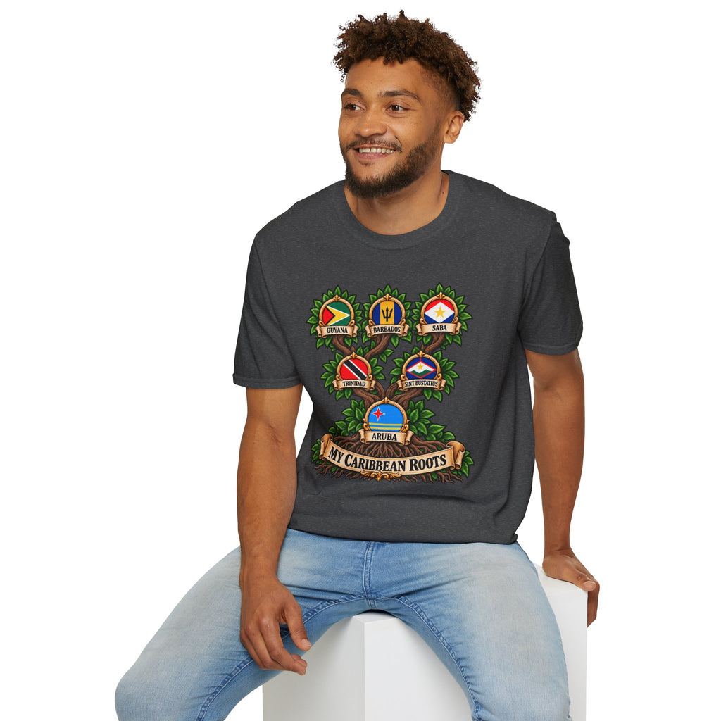 Personalized Family Roots T-Shirt — Custom Ancestry Tree With Flags