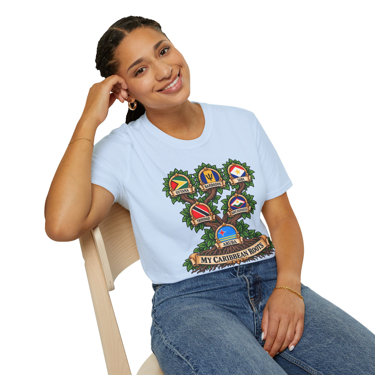 Personalized Family Roots T-Shirt — Custom Ancestry Tree With Flags
