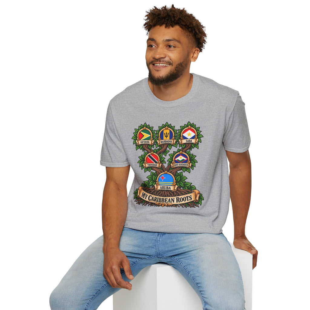 Personalized Family Roots T-Shirt — Custom Ancestry Tree With Flags