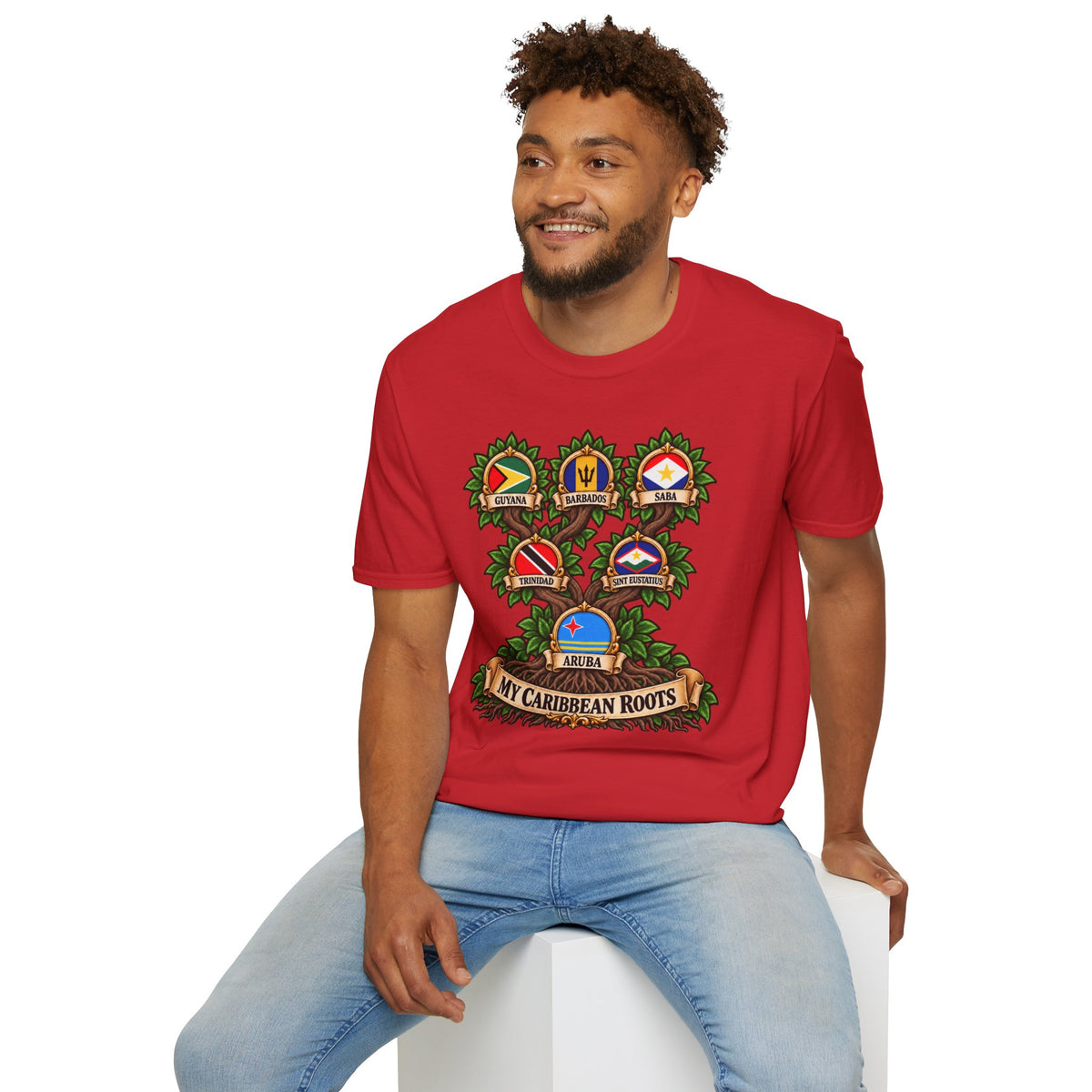Personalized Family Roots T-Shirt — Custom Ancestry Tree With Flags