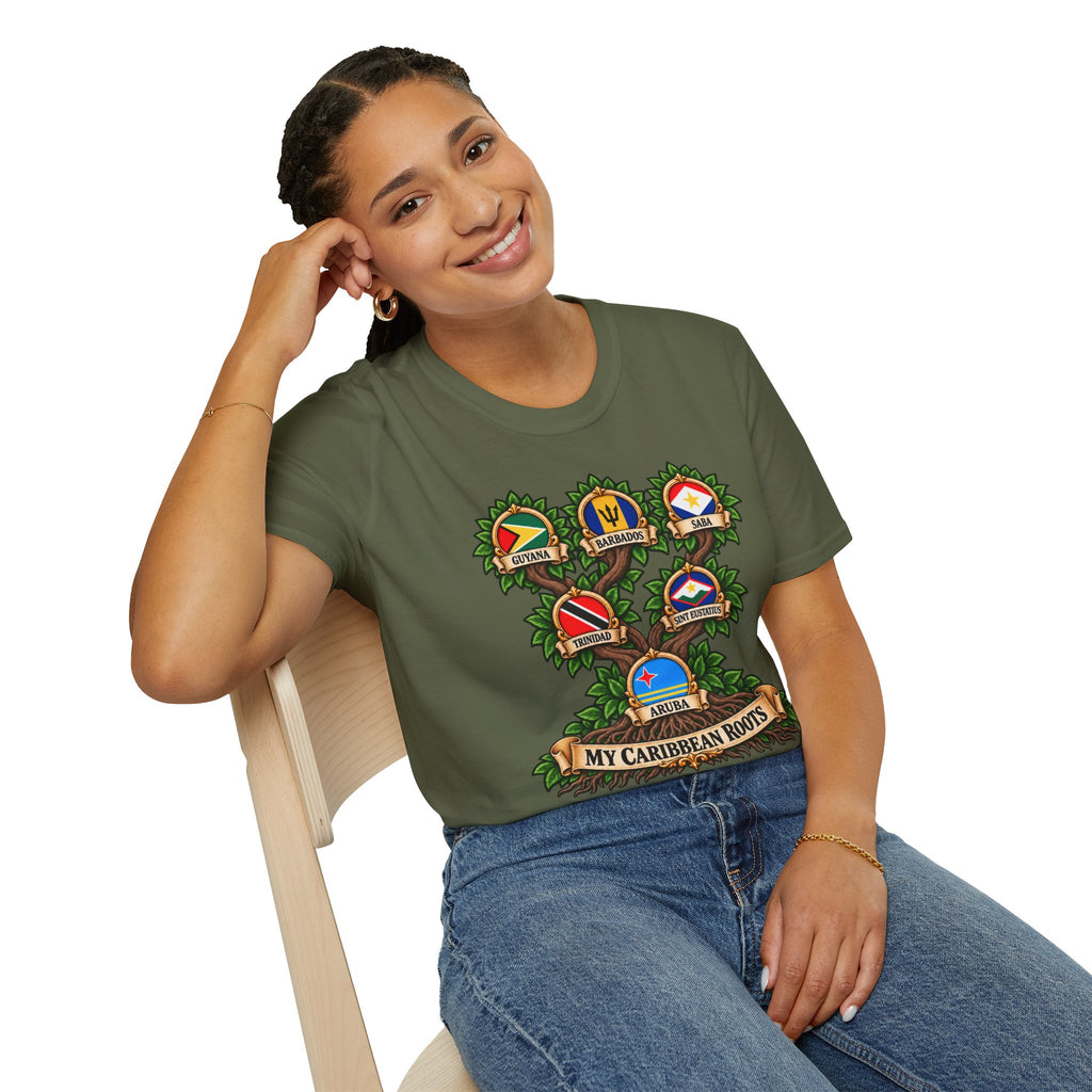 Personalized Family Roots T-Shirt — Custom Ancestry Tree With Flags